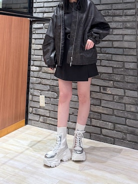「韓国コーデ」｜「アイテム（ブルゾン）」を使った、misakiさん（レディース・166cm）の冬コーディネート