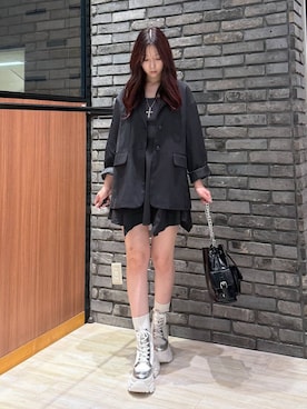 「PAGEBOY（ページボーイ）の【セットアップ対応】チェックMIXジャケット 《2サイズ展開》（テーラードジャケット）」を使った、misakiさん（レディース・166cm）の秋コーディネート