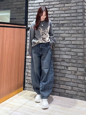 「PBLIM（ページボーイリム）の《UNISEX》スラブブリーチデニム（デニムパンツ）」を使った、misakiさん（レディース・166cm）の秋コーディネート