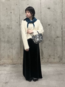 「アイテム（バンダナ/スカーフ）」を使った、likel1yさん（レディース・152cm）の冬コーディネート