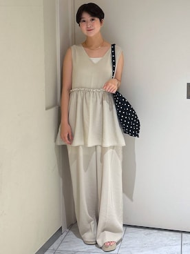 「アイテム（オールインワン・サロペット、ホワイト系）」を使った、miwakana1011さん（レディース・154cm）の夏コーディネート
