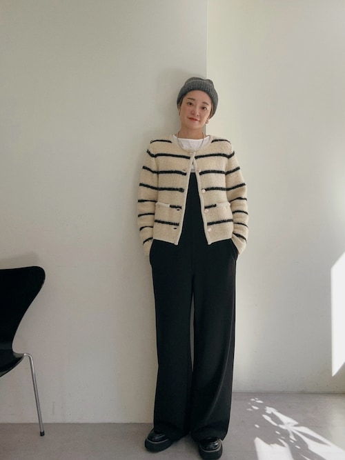 SHENERY シーナリー ツイードボーダーニットジャケット SHENERY