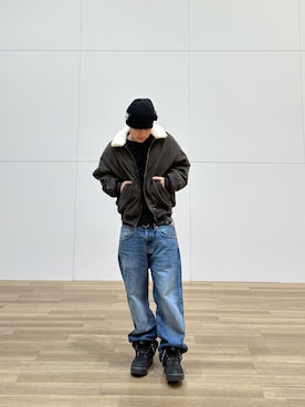 「アイテム（ニットキャップ/ビーニー）」を使った、Tatsukiさん（メンズ・169cm）の秋コーディネート