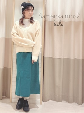 「Samansa Mos2 blue」｜「アイテム（その他シューズ）」を使った、🌷○° おまゆさん（レディース・163cm）の秋コーディネート