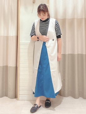 「Samansa Mos2 blue」｜「アイテム（ジャンパースカート）」を使った、🌷○° おまゆさん（レディース・163cm）の夏コーディネート