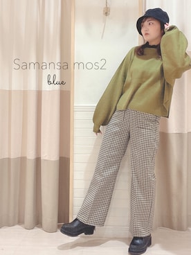 「Samansa Mos2 blue」｜「アイテム（その他シューズ）」を使った、🌷○° おまゆさん（レディース・163cm）の秋コーディネート