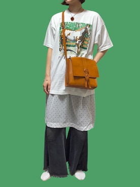 「VINTAGE（ヴィンテージ）のアイテム（ショルダーバッグ）」を使った、milkoさん（レディース・163cm）の秋コーディネート