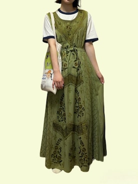 「VINTAGE（ヴィンテージ）のアイテム（ワンピース）」を使った、milkoさん（レディース・163cm）の夏コーディネート