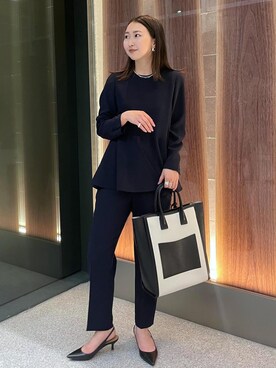 「E'POR（エポール）の【A4対応】【E'POR】 I BAG（キャンバスコンビ縦型トートバッグ）【通勤】【メディア掲載】【雑誌掲載】（トートバッグ）」を使った、MOEさん（レディース・163cm）の冬コーディネート