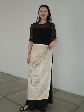 「アイテム（バンダナ/スカーフ、ブルー系）」を使った、MOEさん（レディース・163cm）の夏コーディネート