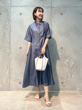 「デニムっていいよね」｜「アイテム（シャツワンピース）」を使った、MOEさん（レディース・164cm）の夏コーディネート