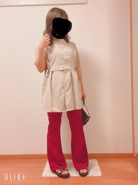 「GRL（グレイル）のチェーンフラップショルダーバッグ（ショルダーバッグ）」を使った、khao153さん（レディース・153cm）の秋コーディネート