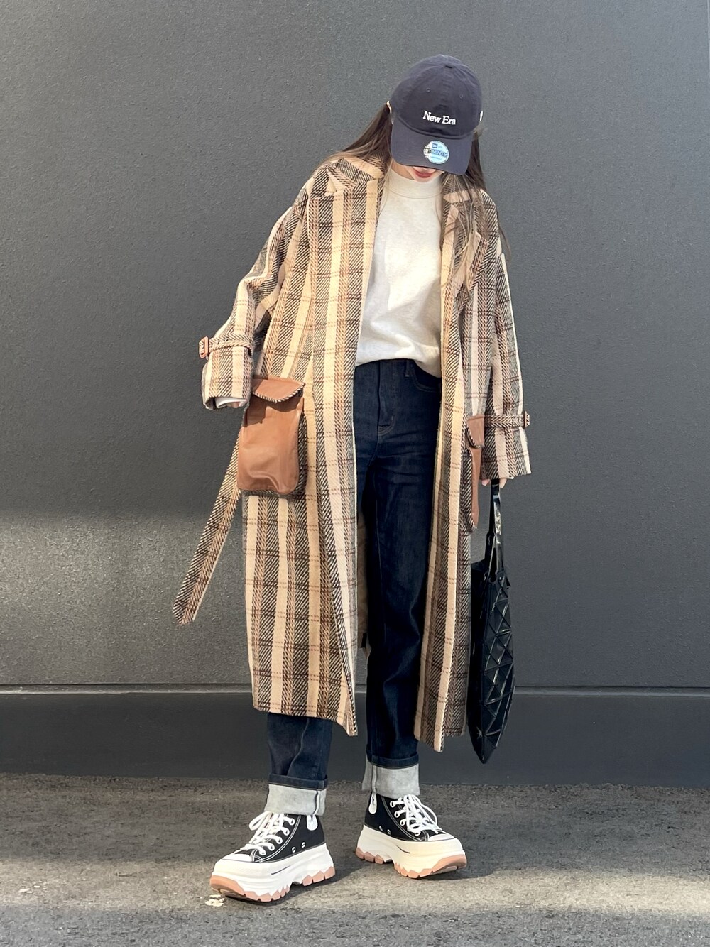 AMERI アメリ ✨ポケットレザーコート チェック Ameri（アメリ）の「POCKET LEATHER COAT（チェスターコート