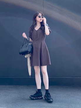 「VINTAGE（ヴィンテージ）のアイテム（ボストンバッグ）」を使った、yamamyさん（レディース・158cm）の秋コーディネート