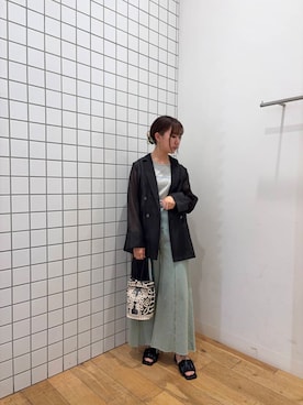 「お出掛けコーデ」｜「アイテム（ジャケット/アウター）」を使った、るーさん（レディース・160cm）の春コーディネート