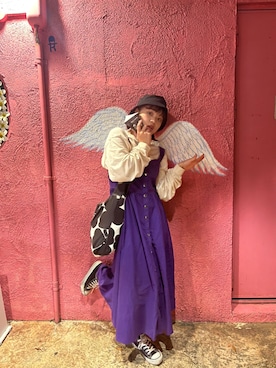 「大学生コーデ」｜「アイテム（ワンピース/ドレス）」を使った、rururunaruさん（レディース・159cm）の春コーディネート