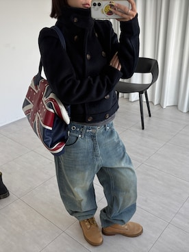 「アイテム（ピーコート）」を使った、RENAさん（レディース・150cm）の秋コーディネート