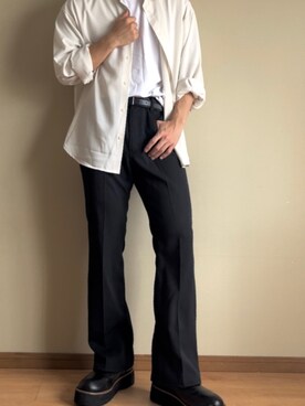 「GU（ジーユー）のアイテム（Tシャツ/カットソー、ホワイト系）」を使った、わたるさん（メンズ・177cm）の夏コーディネート