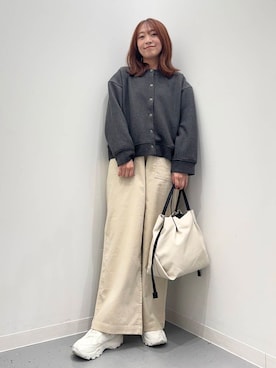 「URBAN RESEARCH Sonny Label（アーバンリサーチサニーレーベル）のストレッチメルトンカーディガン（カーディガン/ボレロ）」を使った、maikoさん（レディース・154cm）の秋コーディネート