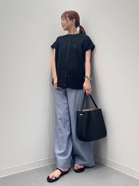 「RODE SKO（ロデスコ）のワンハンドル3WAYバッグ（ハンドバッグ）」を使った、maikoさん（レディース・154cm）の夏コーディネート