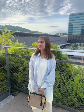 「SENSE OF PLACE by URBAN RESEARCH（センスオブプレイスバイアーバンリサーチ）のシシュウシアーシャツ（シャツ/ブラウス、ブルー系）」を使った、maikoさん（レディース・154cm）の夏コーディネート