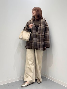 「アイテム（その他アウター、ブラウン系）」を使った、maikoさん（レディース・154cm）の秋コーディネート