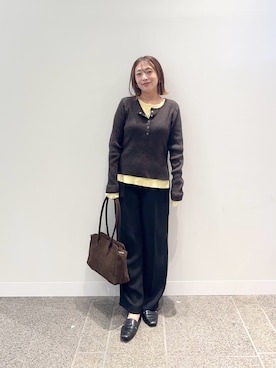 「骨格ストレート」｜「KBF（ケイビーエフ）のアイテム（ニット/セーター）」を使った、maikoさん（レディース・154cm）の秋コーディネート