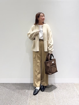 「ORCIVAL（オーシバル）のORCIVAL　TOTE BAG SMALL（トートバッグ）」を使った、maikoさん（レディース・154cm）の秋コーディネート