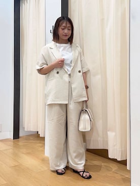 「旅行コーデ」｜「アイテム（ジャケット/アウター）」を使った、maikoさん（レディース・154cm）の夏コーディネート