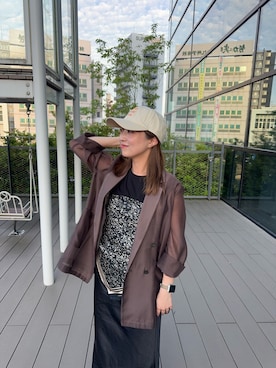 「SENSE OF PLACE by URBAN RESEARCH（センスオブプレイスバイアーバンリサーチ）の『汗ジミ防止』SKINProofノースリーブロールTシャツ（タンクトップ、ブラック系）」を使った、maikoさん（レディース・154cm）の夏コーディネート