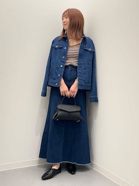 「アイテム（デニムジャケット）」を使った、maikoさん（レディース・154cm）の夏コーディネート
