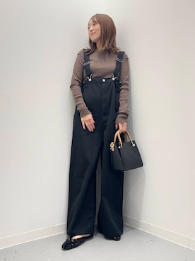 「低身長」｜「アイテム（サロペット/オーバーオール）」を使った、maikoさん（レディース・154cm）の秋コーディネート