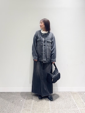 「アイテム（デニムジャケット）」を使った、maikoさん（レディース・154cm）の秋コーディネート