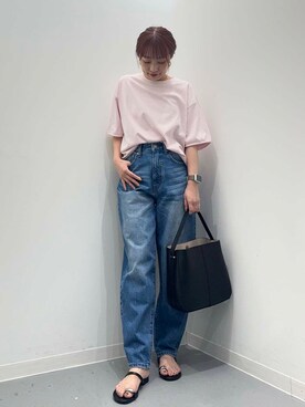 「RODE SKO（ロデスコ）のワンハンドル3WAYバッグ（ハンドバッグ）」を使った、maikoさん（レディース・154cm）の夏コーディネート