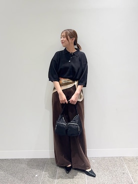 「アイテム（バンダナ/スカーフ、ブラウン系）」を使った、maikoさん（レディース・154cm）の秋コーディネート