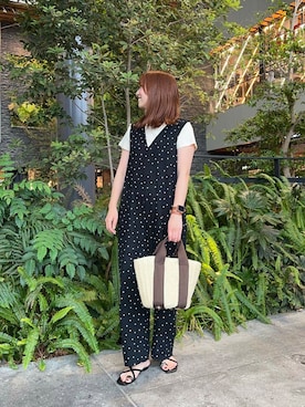 「154cm」｜「アイテム（サロペット/オーバーオール）」を使った、maikoさん（レディース・154cm）の夏コーディネート