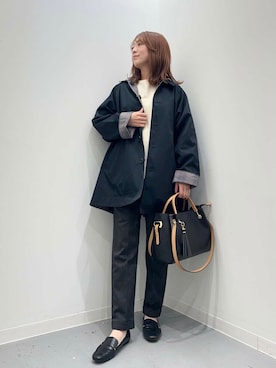 「アイテム（ステンカラーコート）」を使った、maikoさん（レディース・154cm）の秋コーディネート