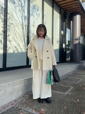 「アイテム（トートバッグ）」を使った、maikoさん（レディース・154cm）の冬コーディネート