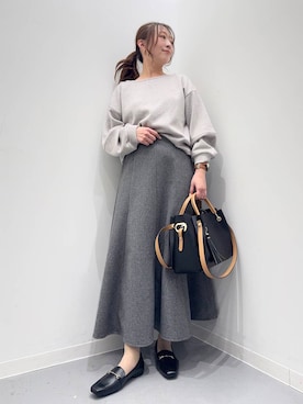 「アイテム（ローファー）」を使った、maikoさん（レディース・154cm）の冬コーディネート