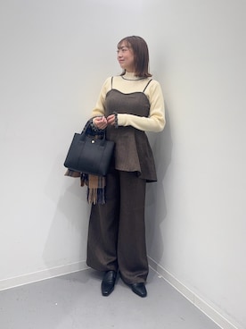 「アイテム（サロペット/オーバーオール）」を使った、maikoさん（レディース・154cm）の冬コーディネート