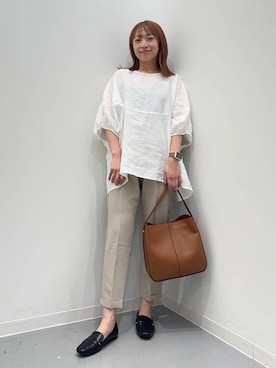 「RODE SKO（ロデスコ）のワンハンドル3WAYバッグ（ハンドバッグ）」を使った、maikoさん（レディース・154cm）の夏コーディネート