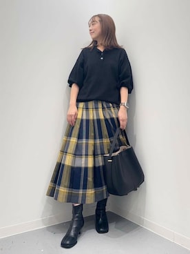 「RODE SKO（ロデスコ）のワンハンドル3WAYバッグ（ハンドバッグ）」を使った、maikoさん（レディース・154cm）の秋コーディネート