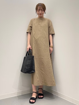 「URBAN RESEARCH DOORS（アーバンリサーチドアーズ）のリネンコットンバックリボンワンピース（ワンピース）」を使った、maikoさん（レディース・154cm）の春コーディネート