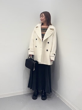 「アイテム（ピーコート）」を使った、maikoさん（レディース・154cm）の冬コーディネート