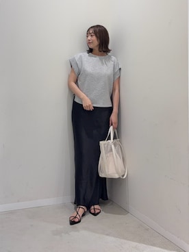 「SENSE OF PLACE by URBAN RESEARCH（センスオブプレイスバイアーバンリサーチ）のモチモチポンチTシャツ（T Shirts、グレー系）」を使った、maikoさん（レディース・154cm）の夏コーディネート
