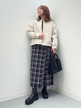 「URBAN RESEARCH Sonny Label（アーバンリサーチサニーレーベル）のストレッチメルトンカーディガン（カーディガン/ボレロ）」を使った、maikoさん（レディース・154cm）の秋コーディネート