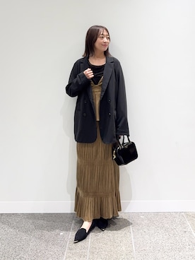 「アイテム（その他アウター、ブラック系）」を使った、maikoさん（レディース・154cm）の秋コーディネート