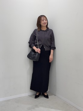「SENSE OF PLACE by URBAN RESEARCH（センスオブプレイスバイアーバンリサーチ）の『洗濯可』抗ピルポケットデザインカーディガン（カーディガン/ボレロ、グレー系）」を使った、maikoさん（レディース・154cm）の秋コーディネート