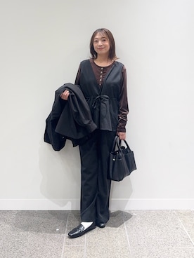 「アイテム（つなぎ/オールインワン）」を使った、maikoさん（レディース・154cm）の秋コーディネート