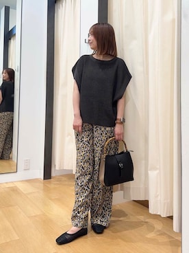 「URBAN RESEARCH DOORS（アーバンリサーチドアーズ）のリネンライクニットプルオーバー（ニット/セーター）」を使った、maikoさん（レディース・154cm）の夏コーディネート